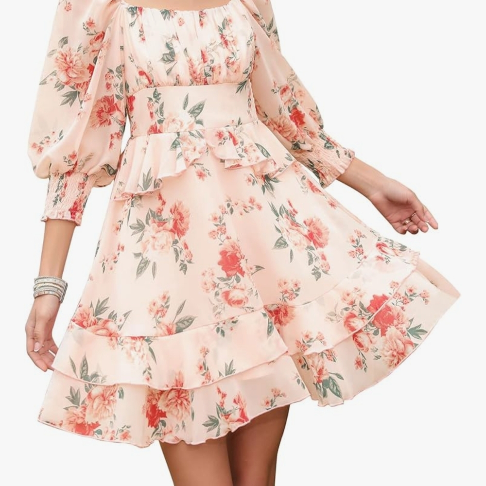Chic Floral Ruffle Mini Dress